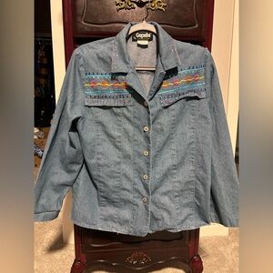 Gepetto Denim Long Sleeve with Colorful Embroidery Women’s Medium